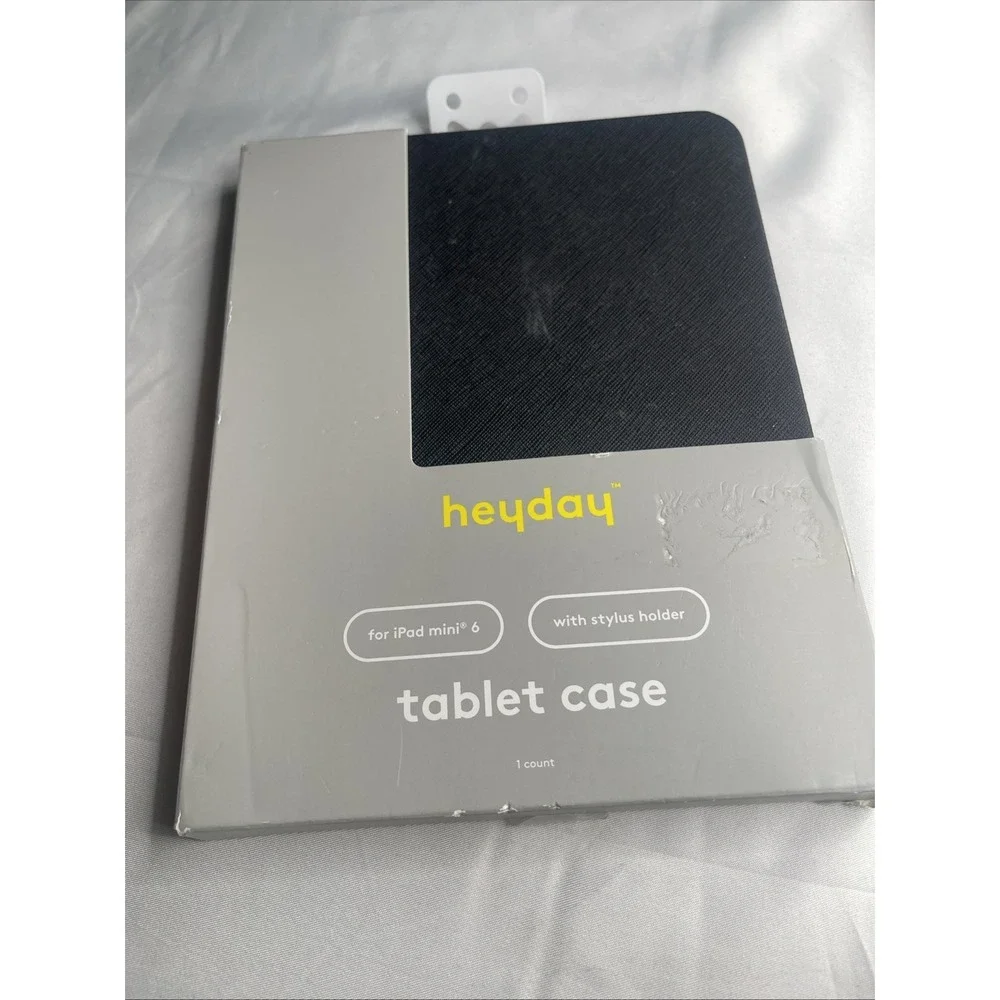 iPad Mini 6 Tablet Case With Stylus Holder Faux Leather Black Heyday